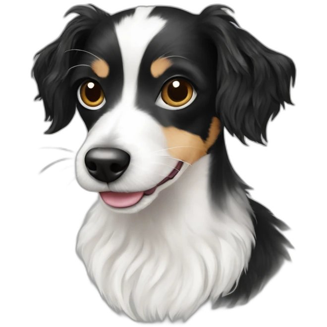 black and white rat terrier poodle mix with long hair emoji