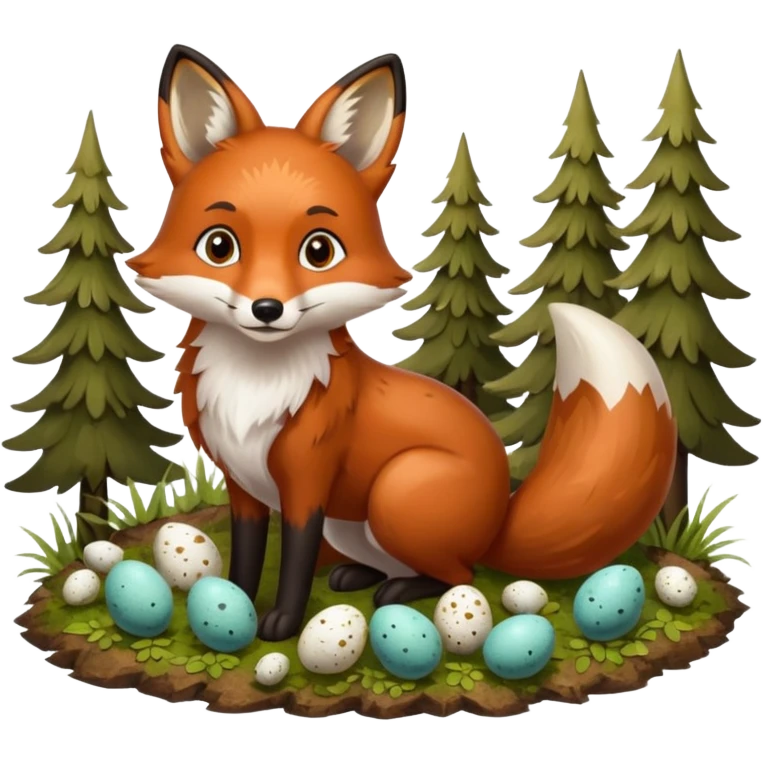 Fox and two eggs emoji