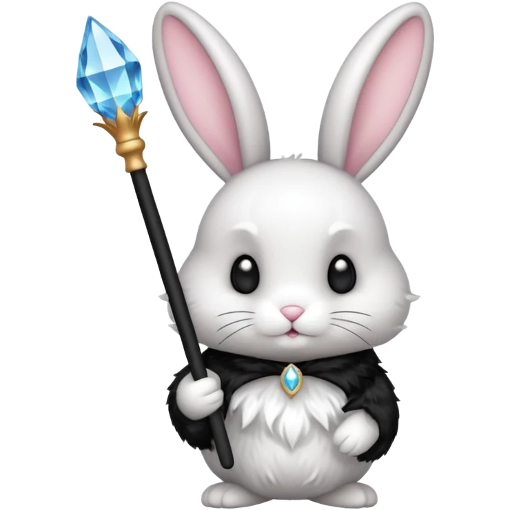 Bunny with black wand cristal  emoji