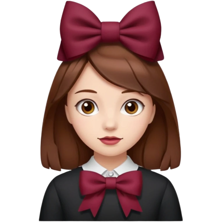 girl brown hair with a burgundy bow emoji