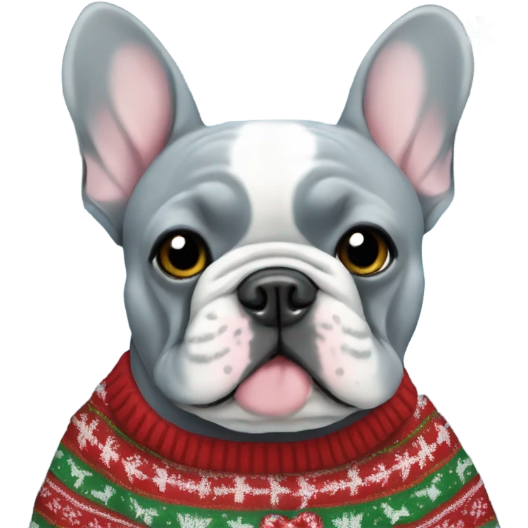 Blue French bulldog Christmas sweater  emoji