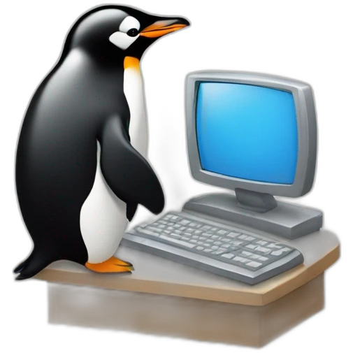 a penguin typing on a computer emoji