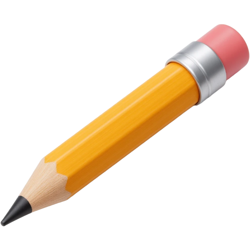 wooden pencil icon with visible wood grain and a sharpened tip in skeuomorphism style emoji