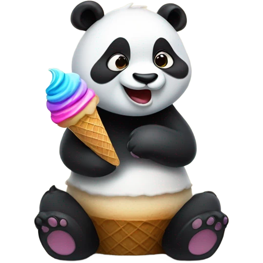 Panda eating ice cream emoji