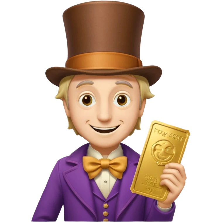 Wonka con un golden ticket emoji