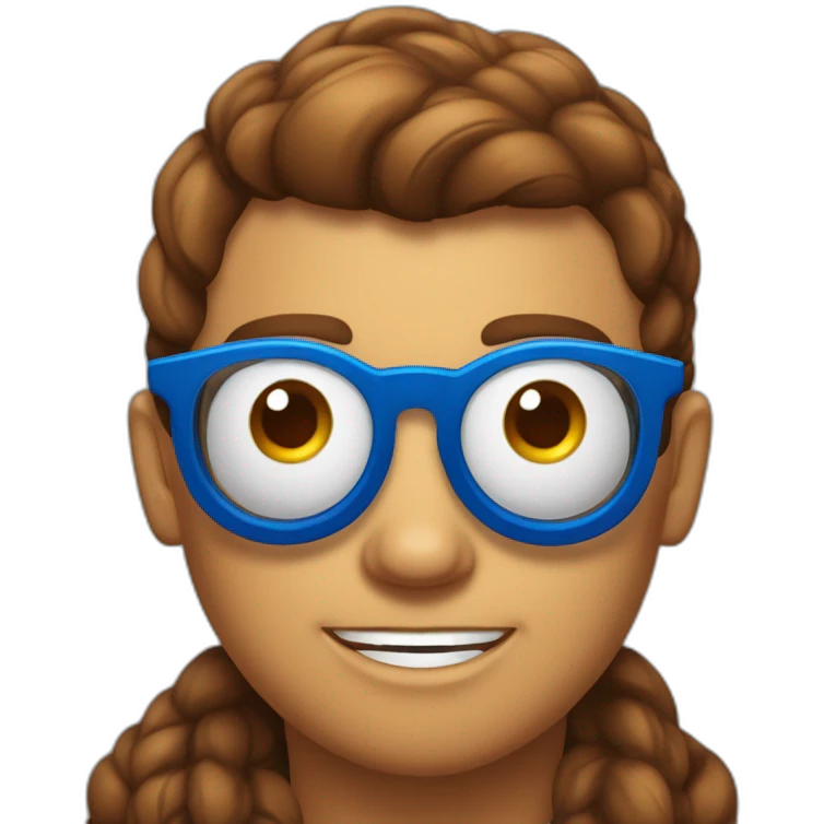 Une araignée qui porte des lunettes marrons avec deux yeux bleus emoji