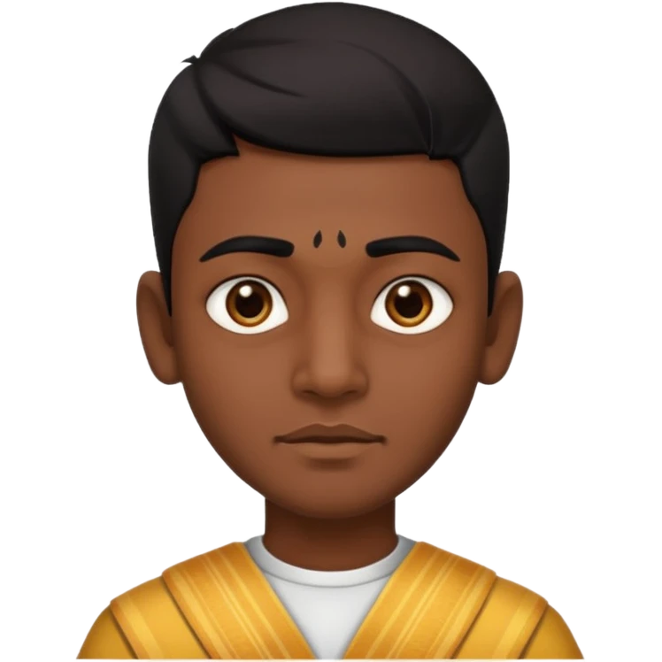 a guy thats south Indian and has a triangle face no beard because he is a kid and dark skin emoji