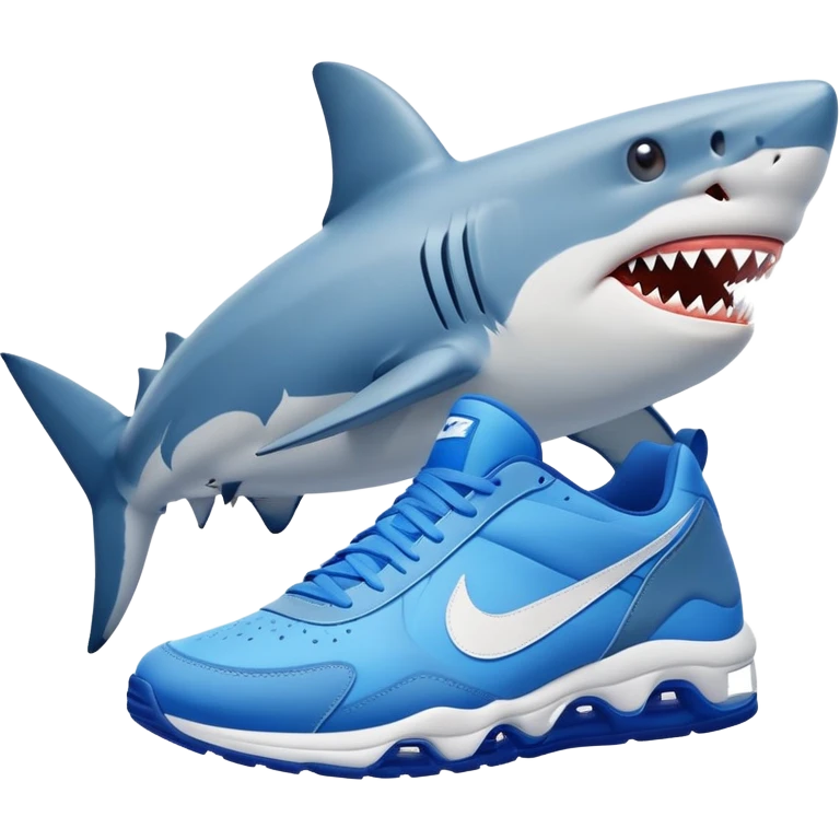 Un tiburón con tenis nike azules emoji