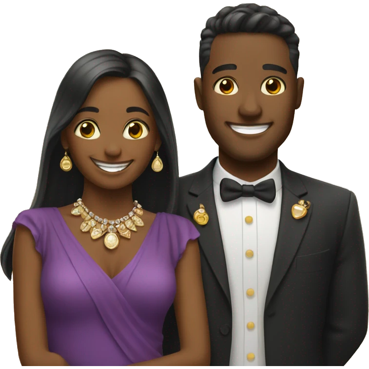 smiling couple with jewelry emoji