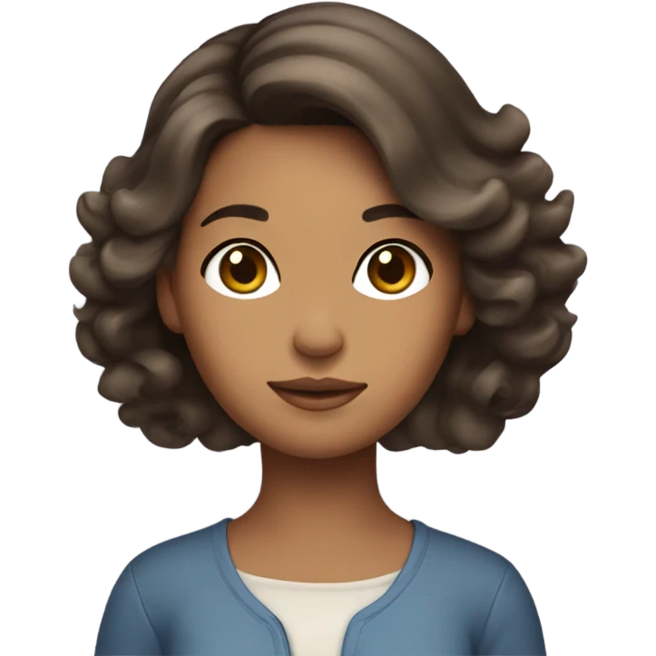 Brunette aisan girl with a blowout hairstyle, carrying a cat emoji