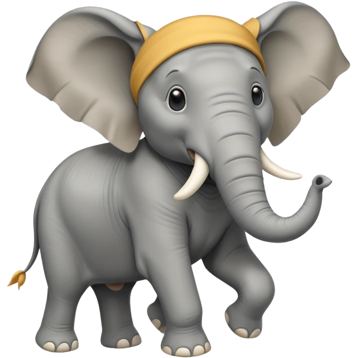 an elephant running with a paper in its mouth  emoji