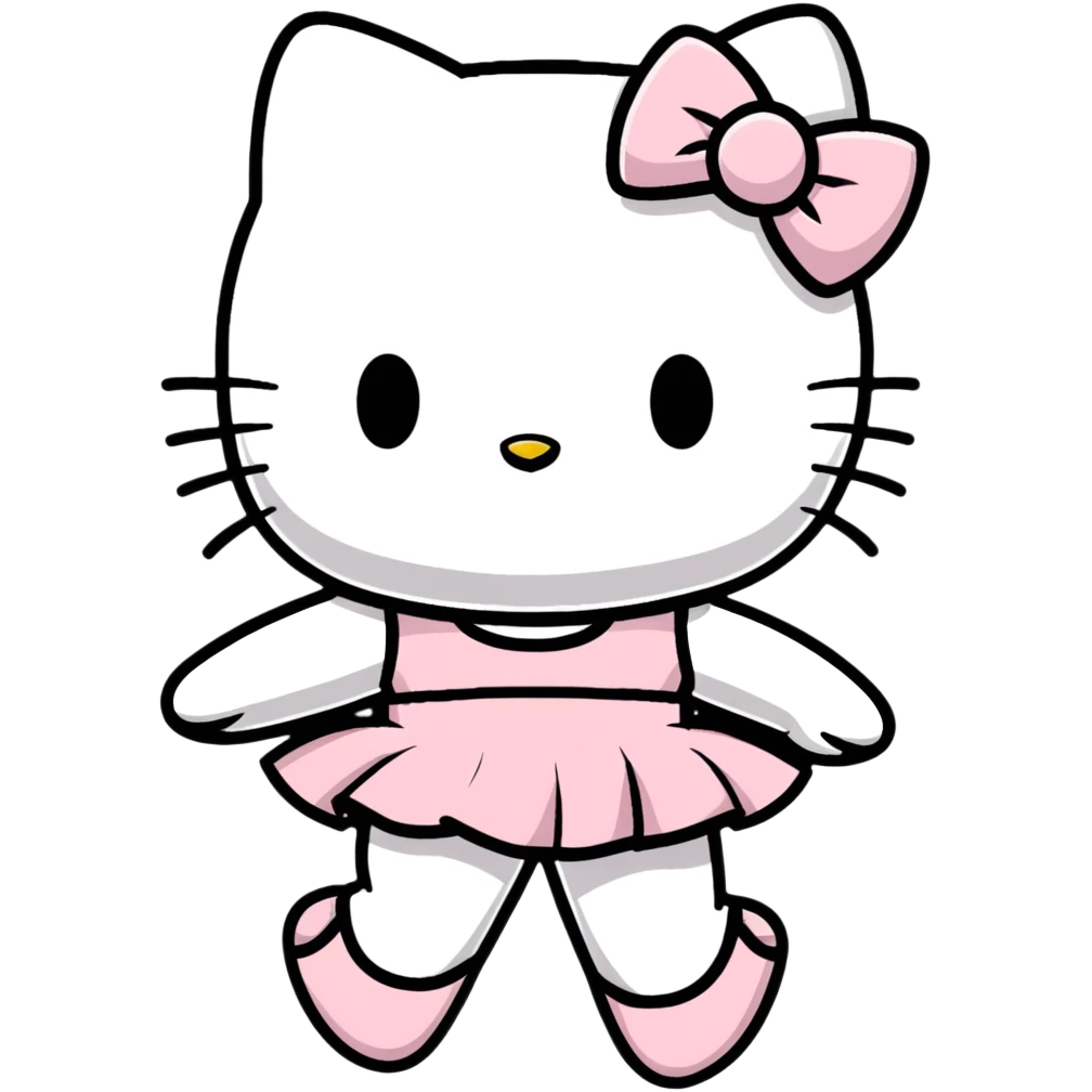 Hello Kitty doing ballet, wearing ballet slippers and tutu emoji