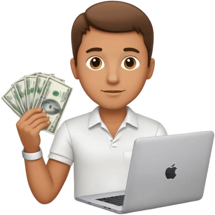 men with laptop and money emoji