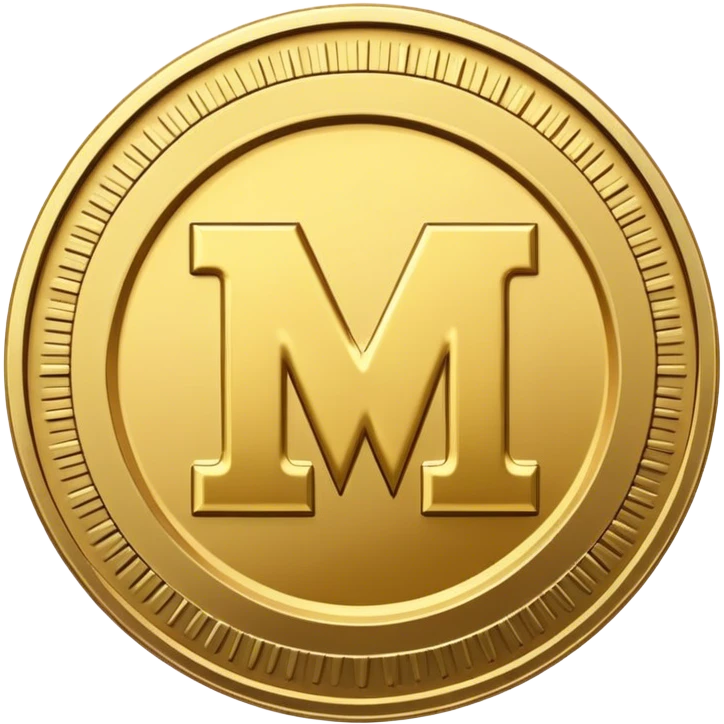 A gold coin with "WM" at it's center  emoji