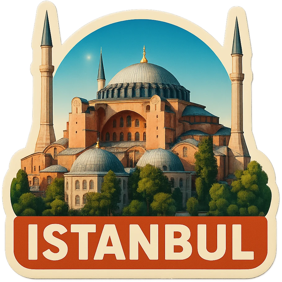 Isometric illustration of Istanbul, featuring photorealistic Hagia Sophia emoji