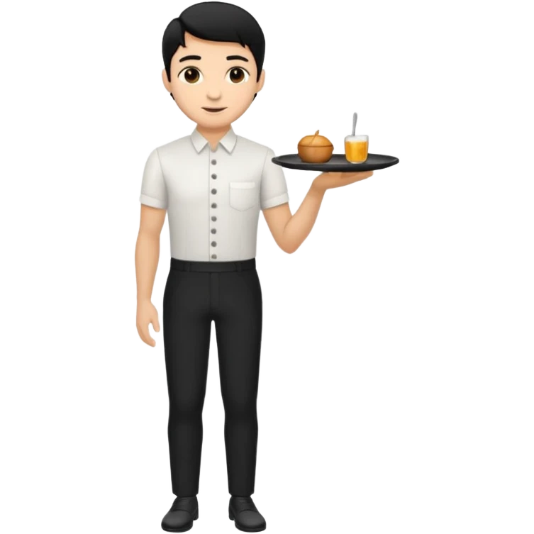 ligth black hair waiter full body emoji