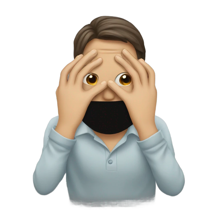 covers his face with his hands but peeks through his fingers emoji