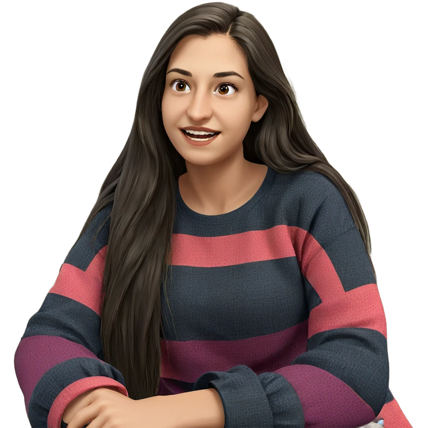 smiling girl with long hair emoji