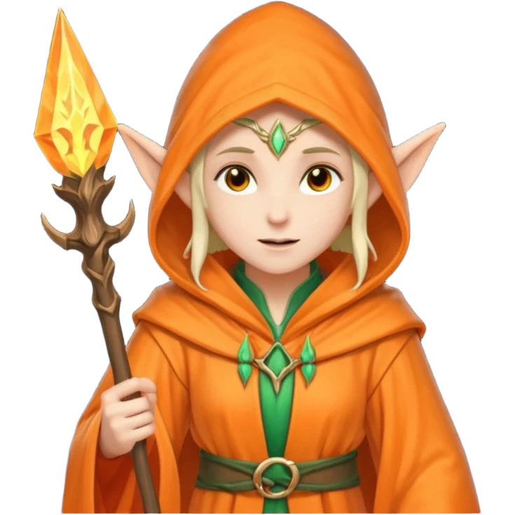 Mage elf with glowing orange staff emoji