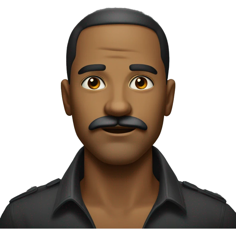 . Capture his distinctive features such as his prominent mustache, strong jawline, and expressive eyes. Emphasize a stylized, exaggerated look with bold outlines .The expression should reflect his charismatic and dignified persona.  emoji