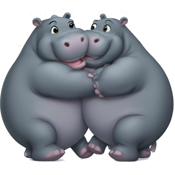 Hippos hugging emoji