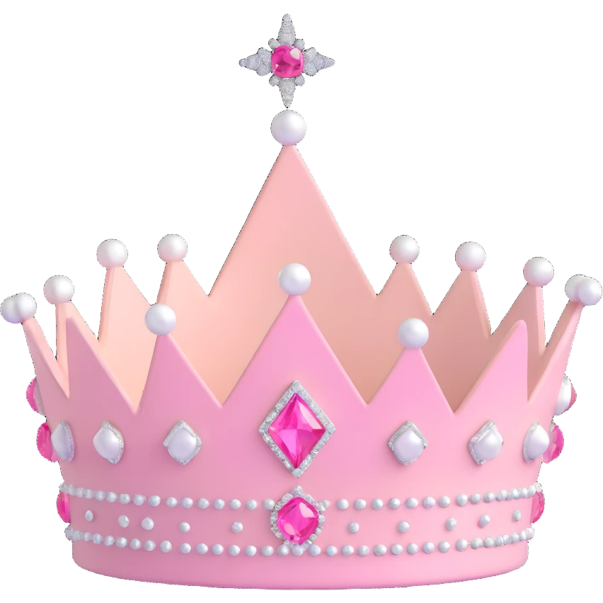 white and pastel pink crown with sparkles emoji