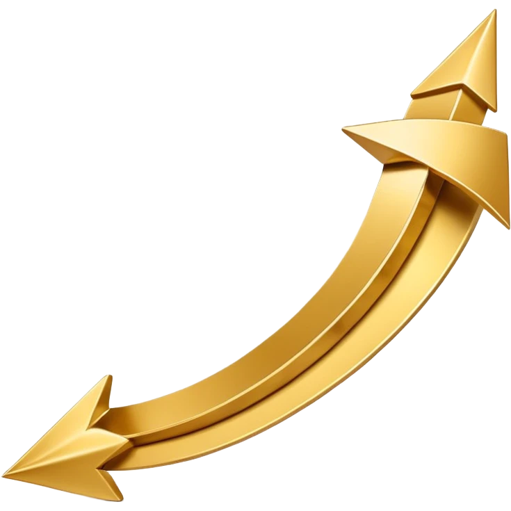 3D golden spiral arrow goin upwards, dynamic twist ribbon style, elegant metallic gold, smooth gradient lighting, realistic shadows, clean modern vector look, professional infographic design emoji