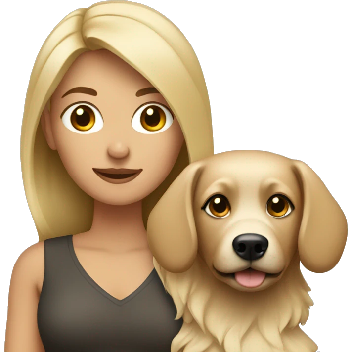 Brunette woman with blonde little dog emoji