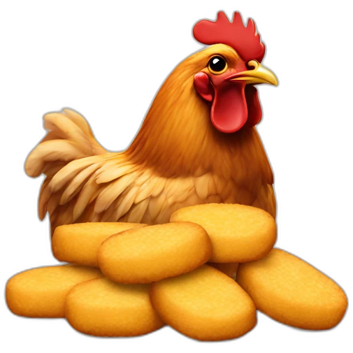 Chicken eats chicken nuggets emoji