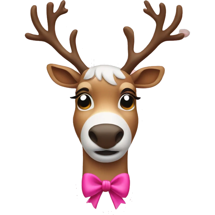 Reindeer with pink bow emoji
