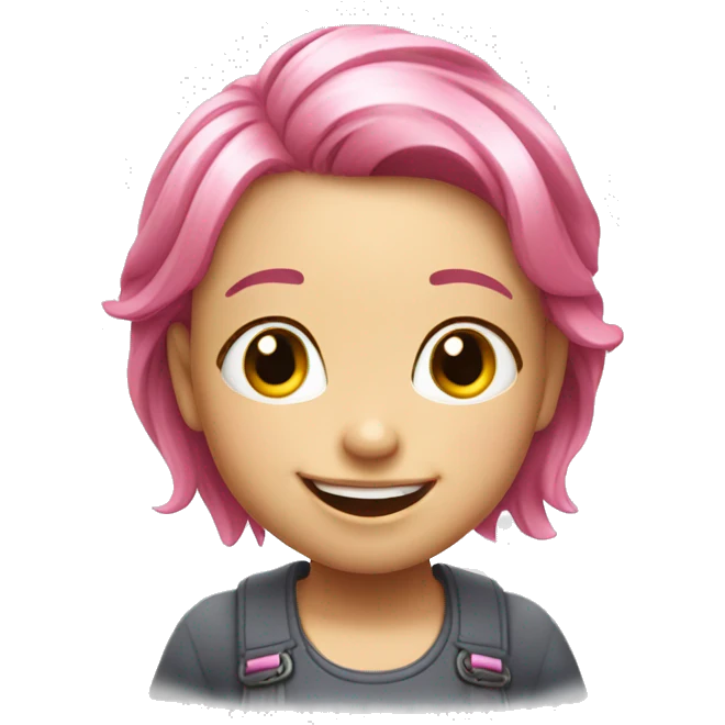 A little girl with pink hair and white and shiny skin and a pleasant laugh. emoji