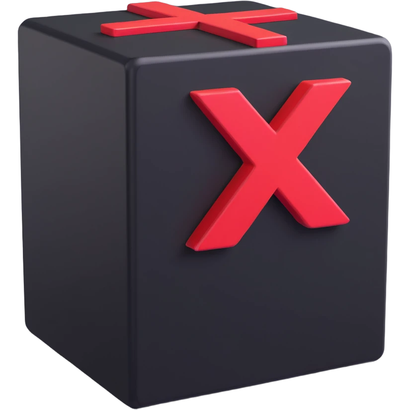 A black box glowing a Red X emoji