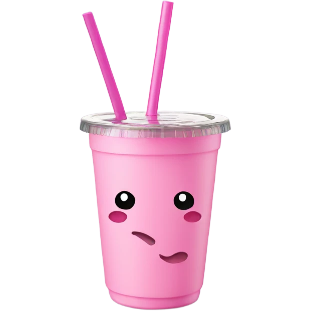 Tumbler with handle and straw pink  emoji