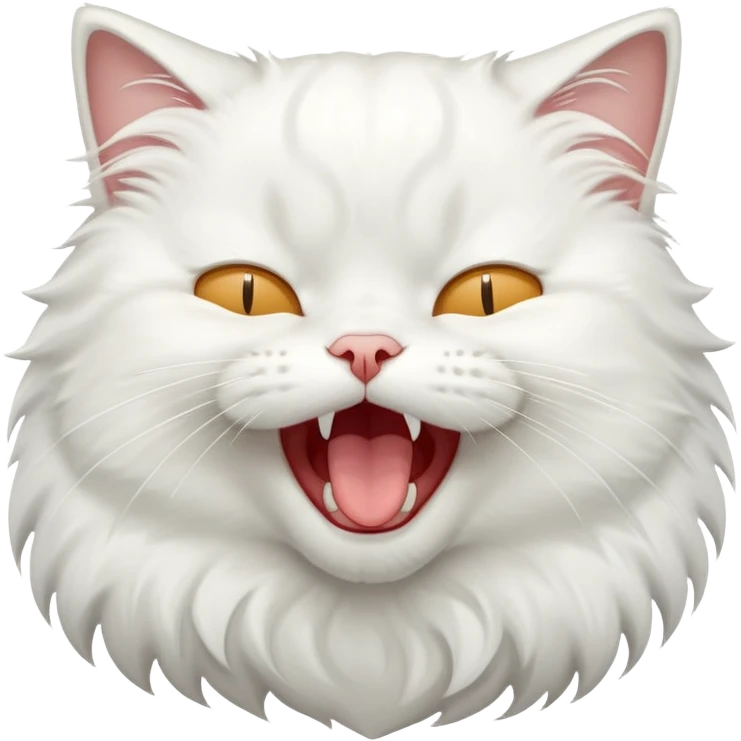 Sleepy white cat yawning emoji
