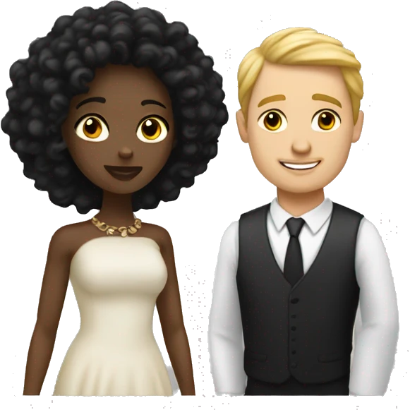 Black woman and white man emoji romance  emoji