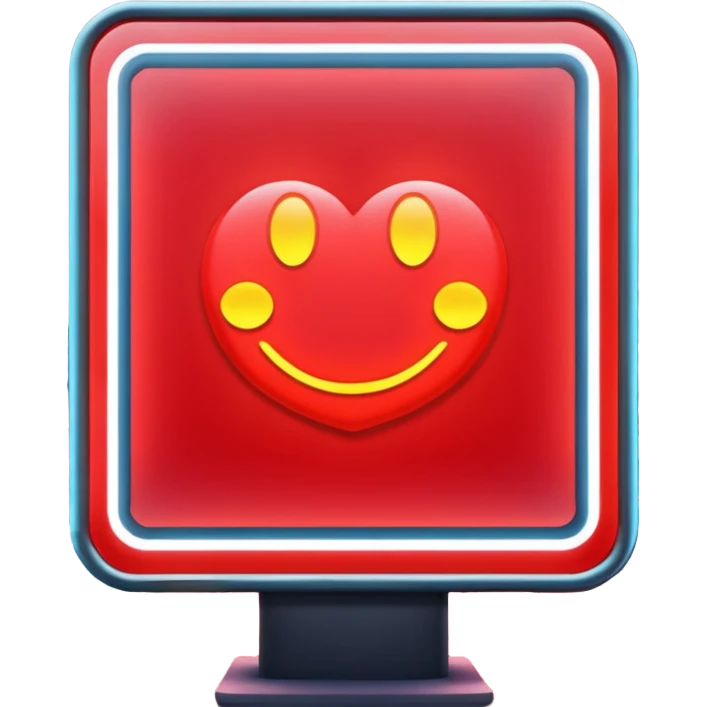 Neon Billboard + red product ad + glow reflection, Street Advertisements. emoji