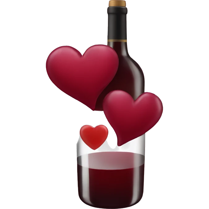 a red wine coloured heart with other hearts near it emoji