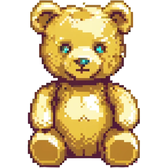 gold teddybear, metallic, shiny emoji
