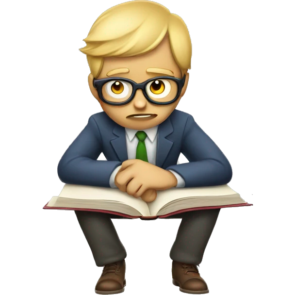 bored demotivated book worm student emoji