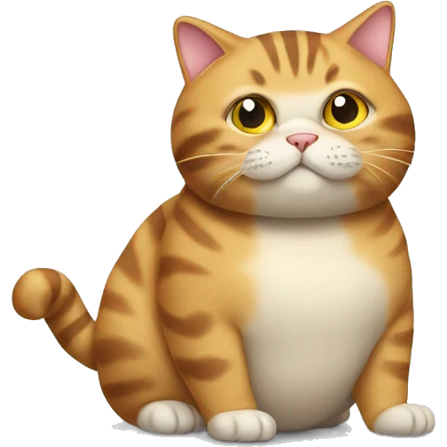 Fat tabby cat showing belly emoji