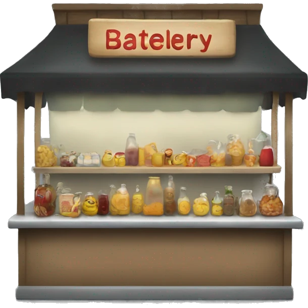 bactery in bottle and food stall emoji