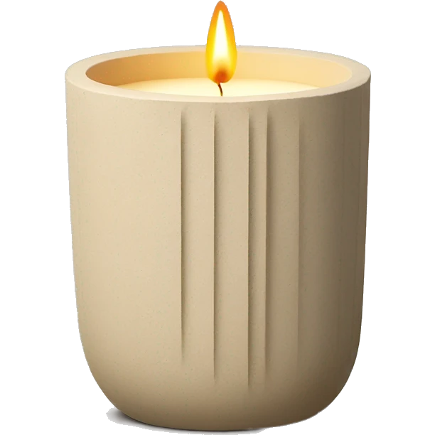 candle in beige concrete ridged vessel emoji
