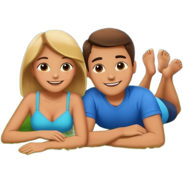 Couple looking at the stars while laying the the grass at night  emoji