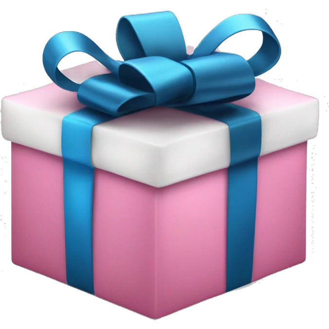 caja de regalo, azul, rosado, negro, blanco y dorado emoji