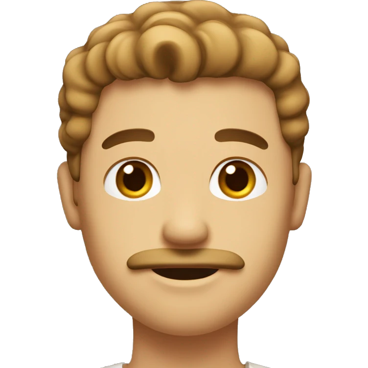 Men with little of culry hair and a mustache from the lips and color of skin light brown emoji