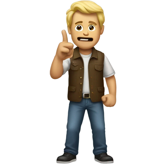 Man raising a finger gun in the air emoji