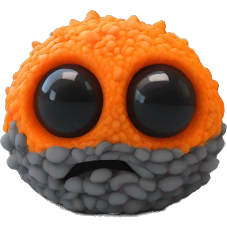 Neon orange gray and black creature 3d printed model emoji