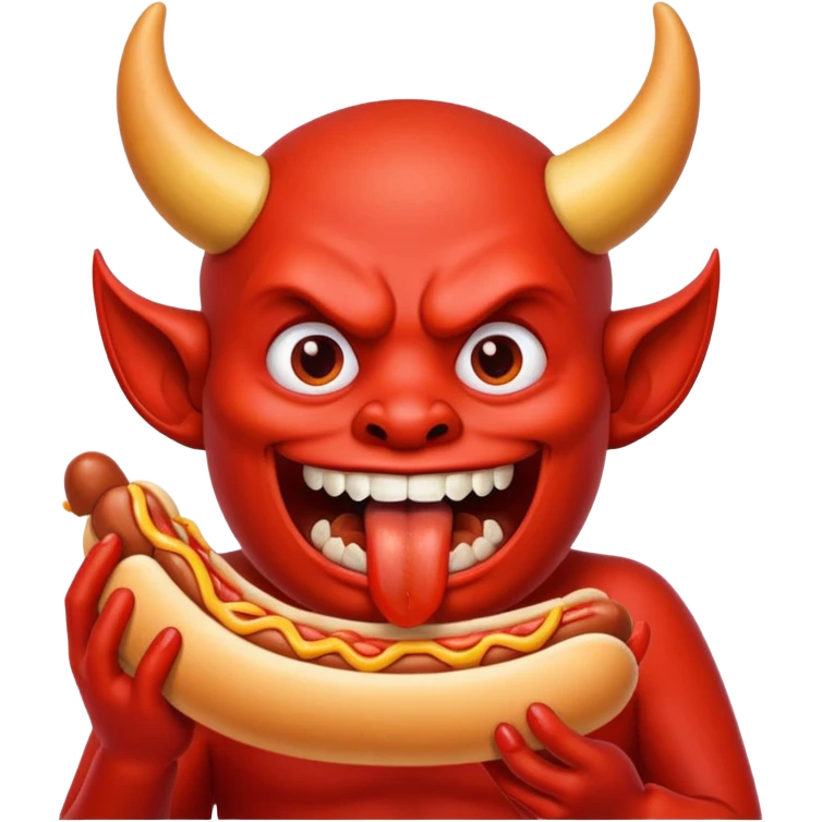 devil eating a hotdog emoji