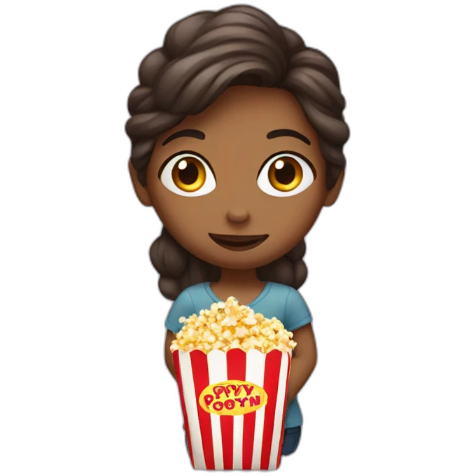 Girl with popcorn emoji