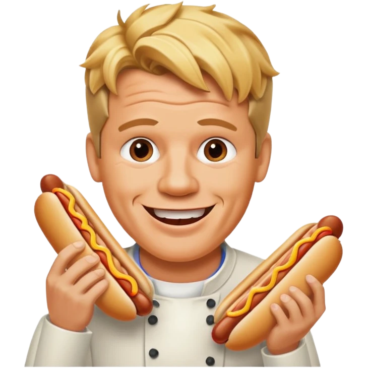 gordon ramsay eat hotdog, happy smile emoji